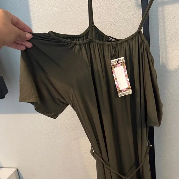 Boohoo Plus Olive Green Maxi Dress Size 16 - Picture 3 of 6